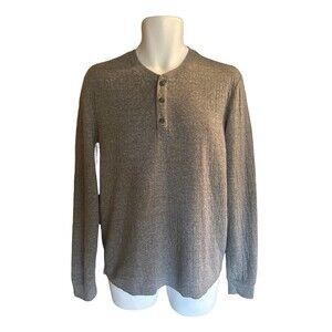 Marine Layer Men's S Small Henley Long Sleeve Crew Neck Shirt Top Gray